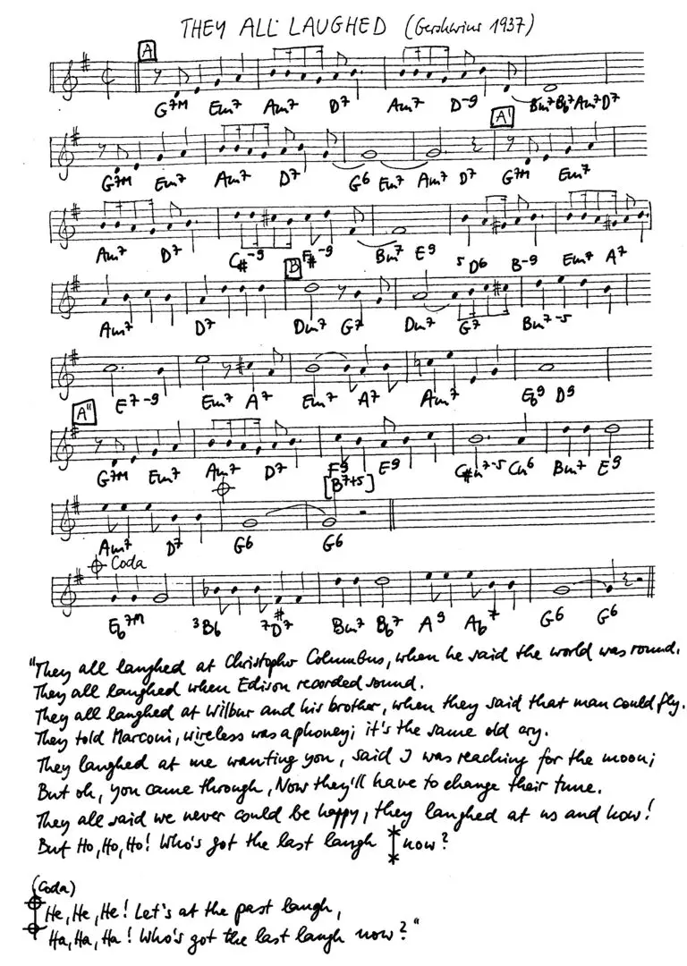 they all laughed free jazz leadsheet - Courtesy of the Jungle Jazz Band